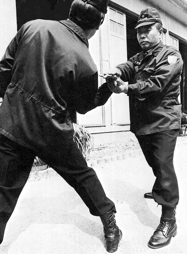 Japanese police officers demonstrating a Taiho Jutsu arresting technique